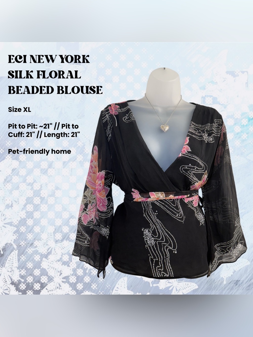 ECI New York Silk Floral Blouse